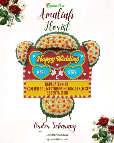 Karangan Papan Bunga Pernikahan di Karang Asem Barat